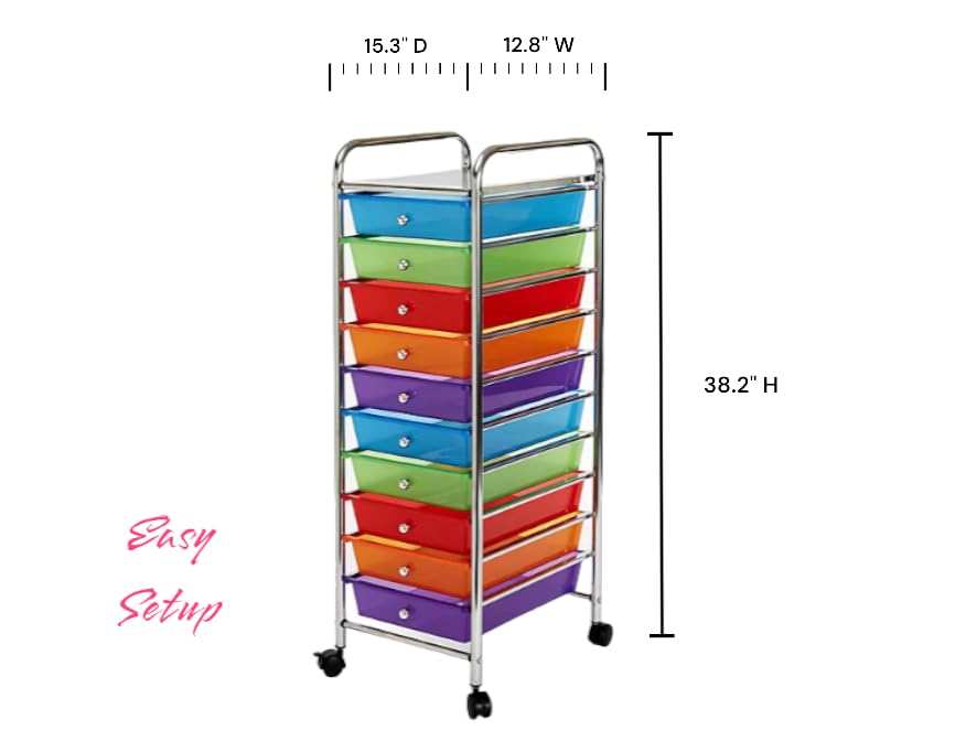 10 Drawer Rolling Storage Cart with Casters F61011