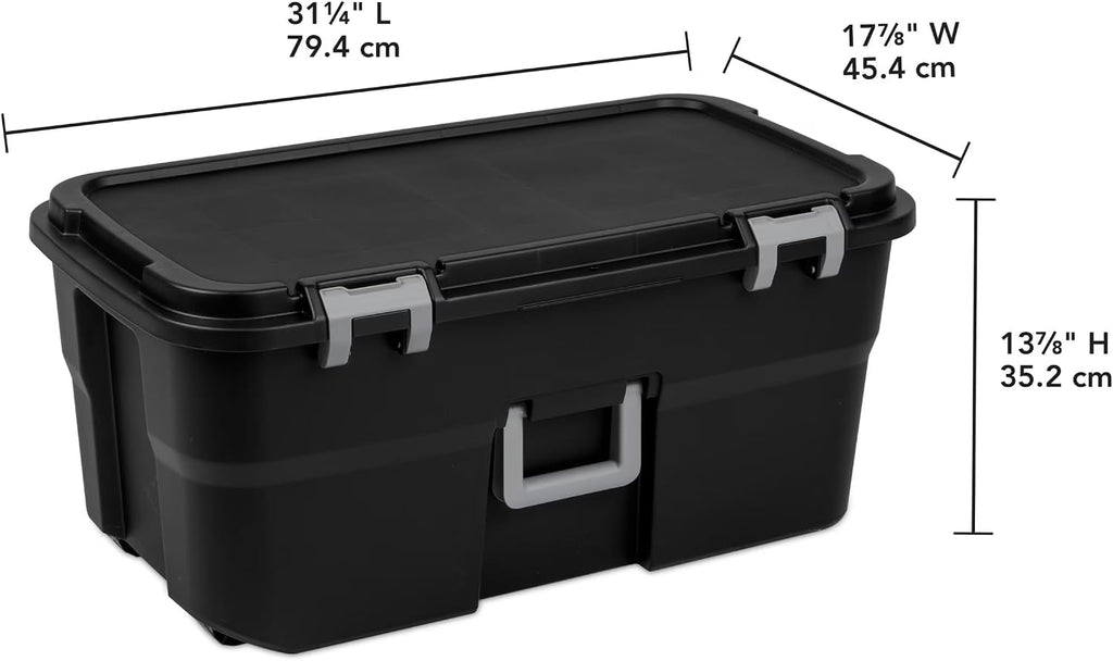 22 Gallon Lockable Black Plastic Storage Trunk B115