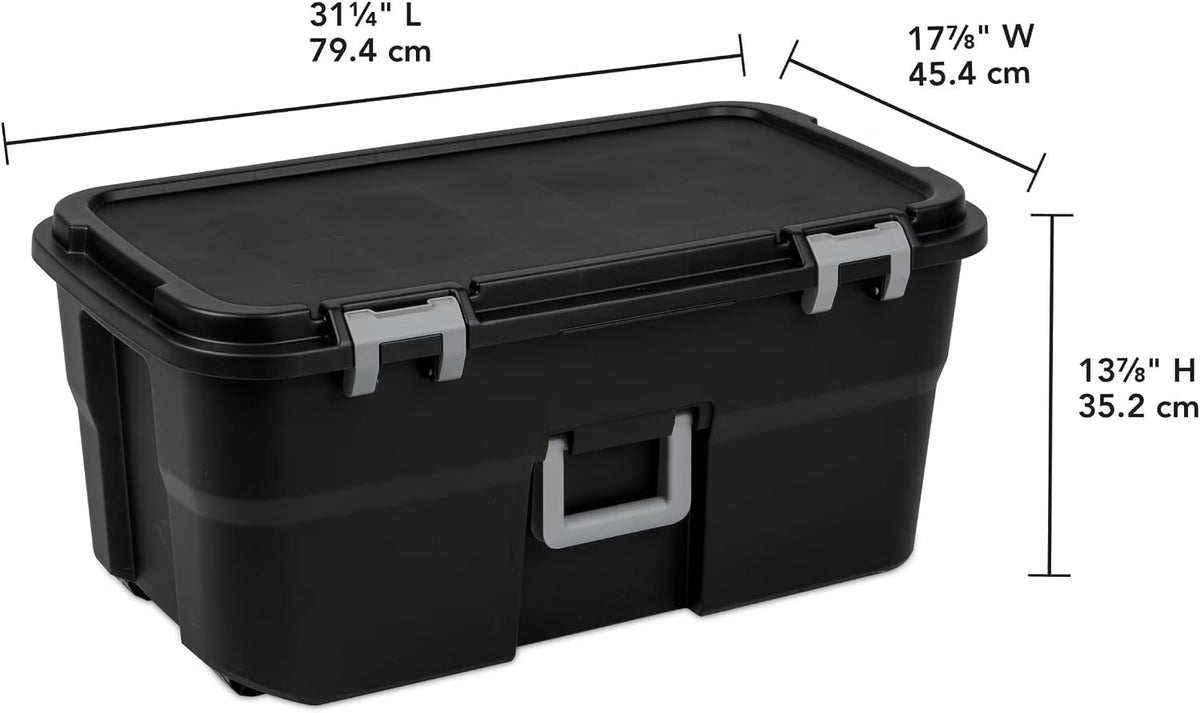 22 Gallon Lockable Black Plastic Storage Trunk B115