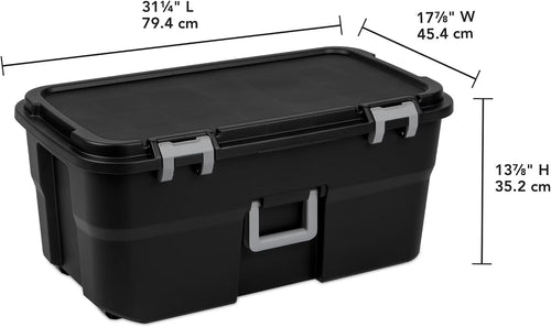 22 Gallon Lockable Black Plastic Storage Trunk B115