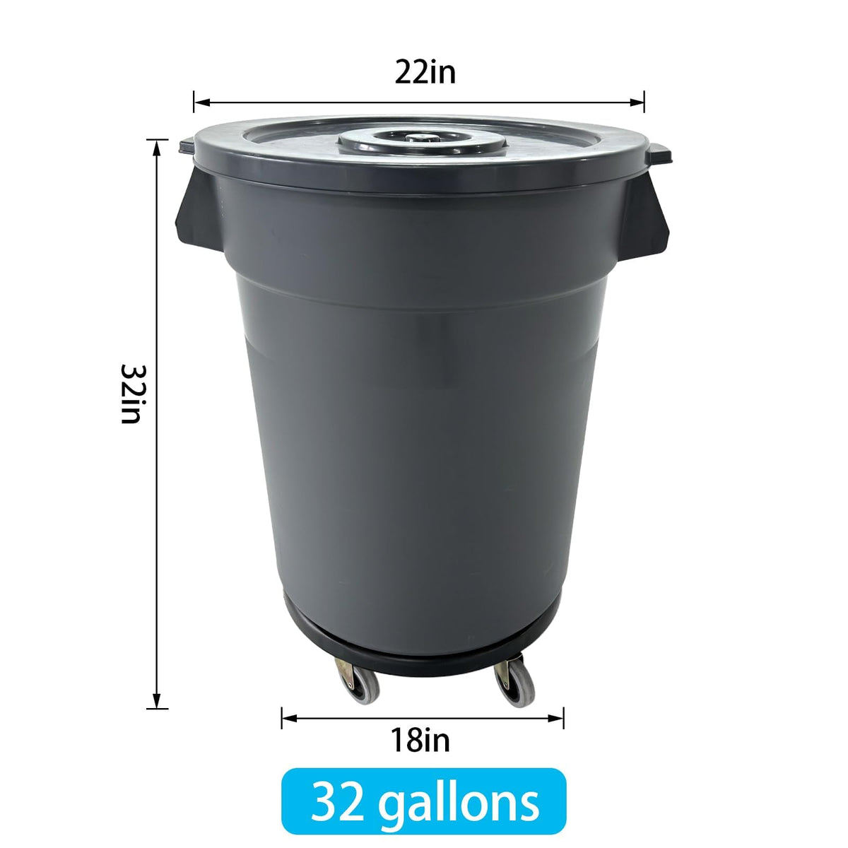 32 Gallon Outdoor Trash Can with Lid and Wheels, 2 Pack M73872