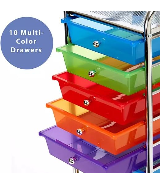 10 Drawer Rolling Storage Cart with Casters F61011