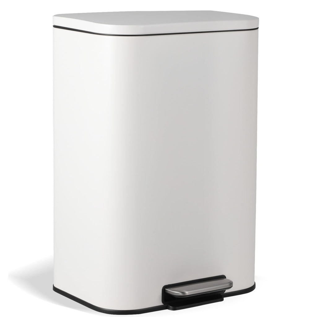 13.2 Gallon White Stainless Steel Step Trash Can X945