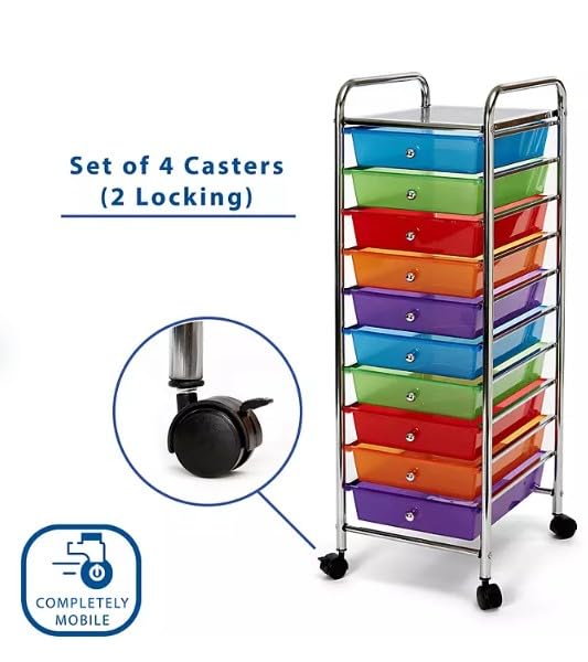 10 Drawer Rolling Storage Cart with Casters F61011