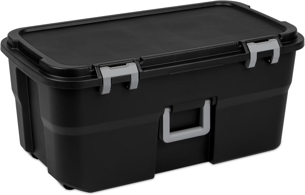 22 Gallon Lockable Black Plastic Storage Trunk B115