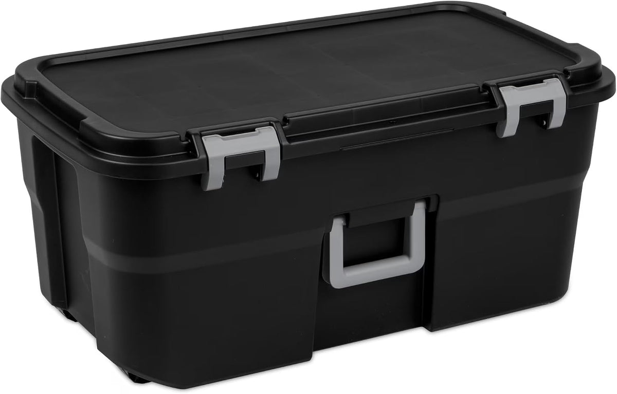22 Gallon Lockable Black Plastic Storage Trunk B115