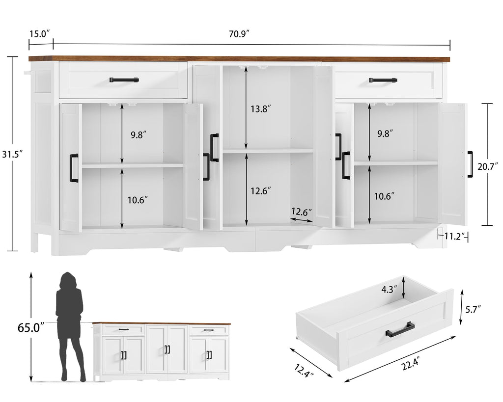 White Buffet Cabinet with Storage G516