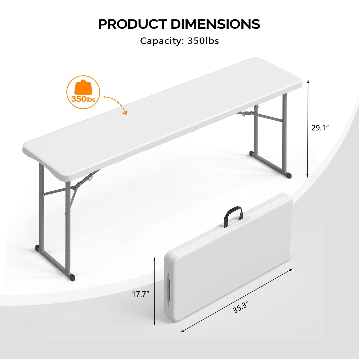 6FT Narrow White Folding Table W9205