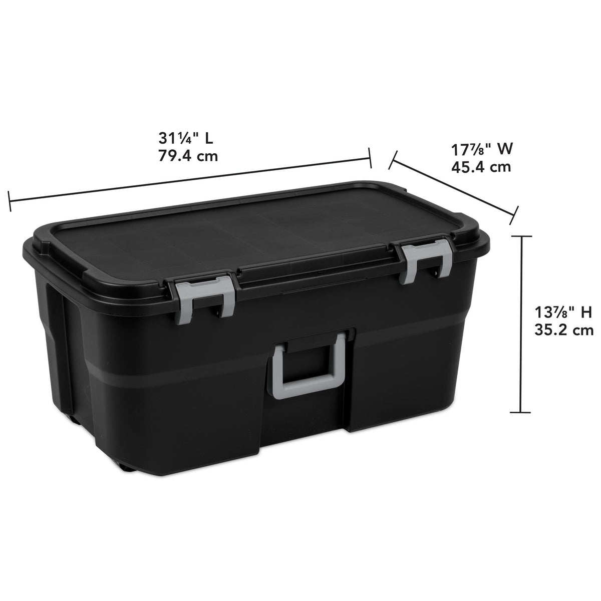 22 Gallon Black Wheeled Plastic Storage Trunk Z76877