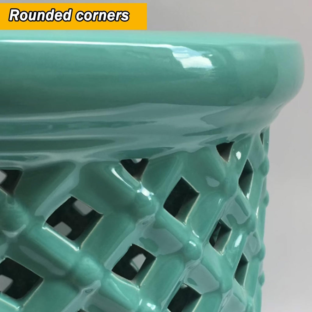 Ceramic Teal Decorative Garden Stool N791737