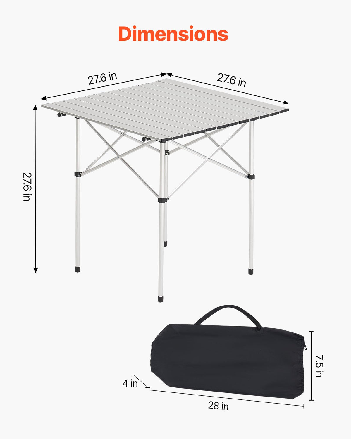 Folding Camping Table 28 inch Silver M495