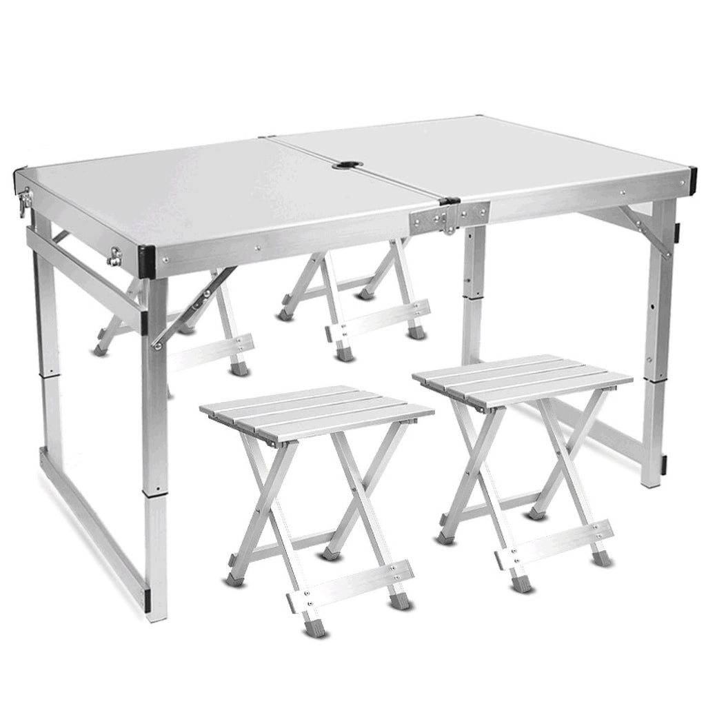 Portable Adjustable Height Aluminum Alloy Camping Table with 4 Stools V6651
