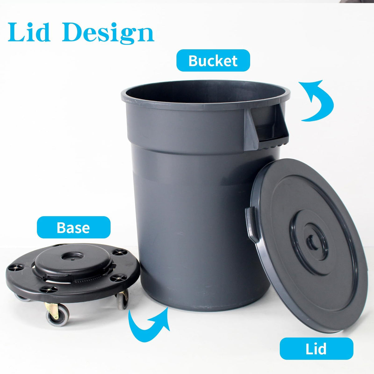 32 Gallon Outdoor Trash Can with Lid and Wheels, 2 Pack M73872