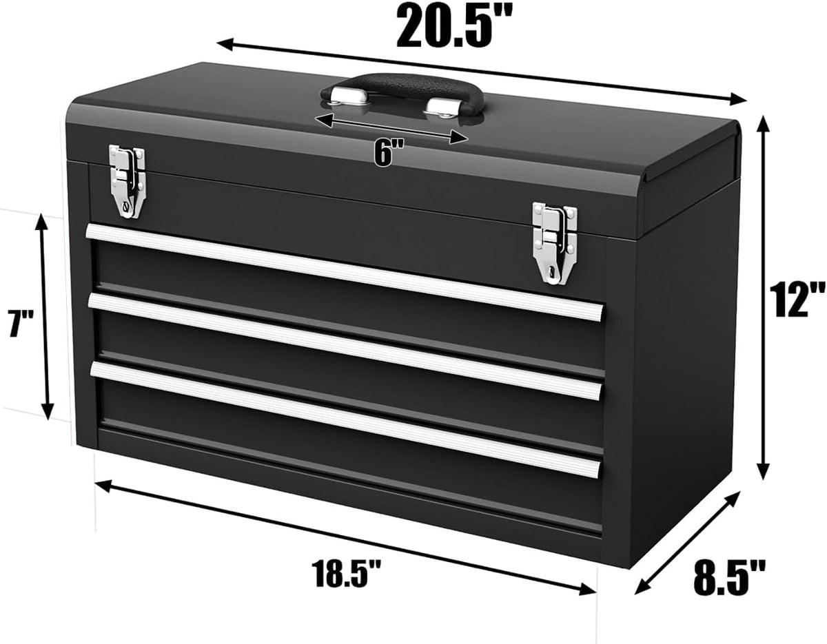 Portable Metal 3 Drawer Lockable Tool Box T49611