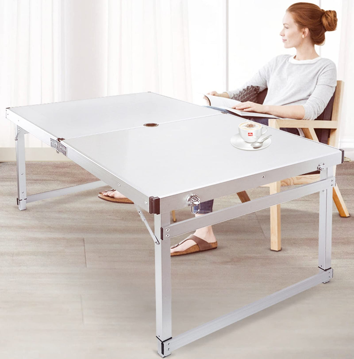 Portable Adjustable Height Aluminum Alloy Camping Table with 4 Stools V6651