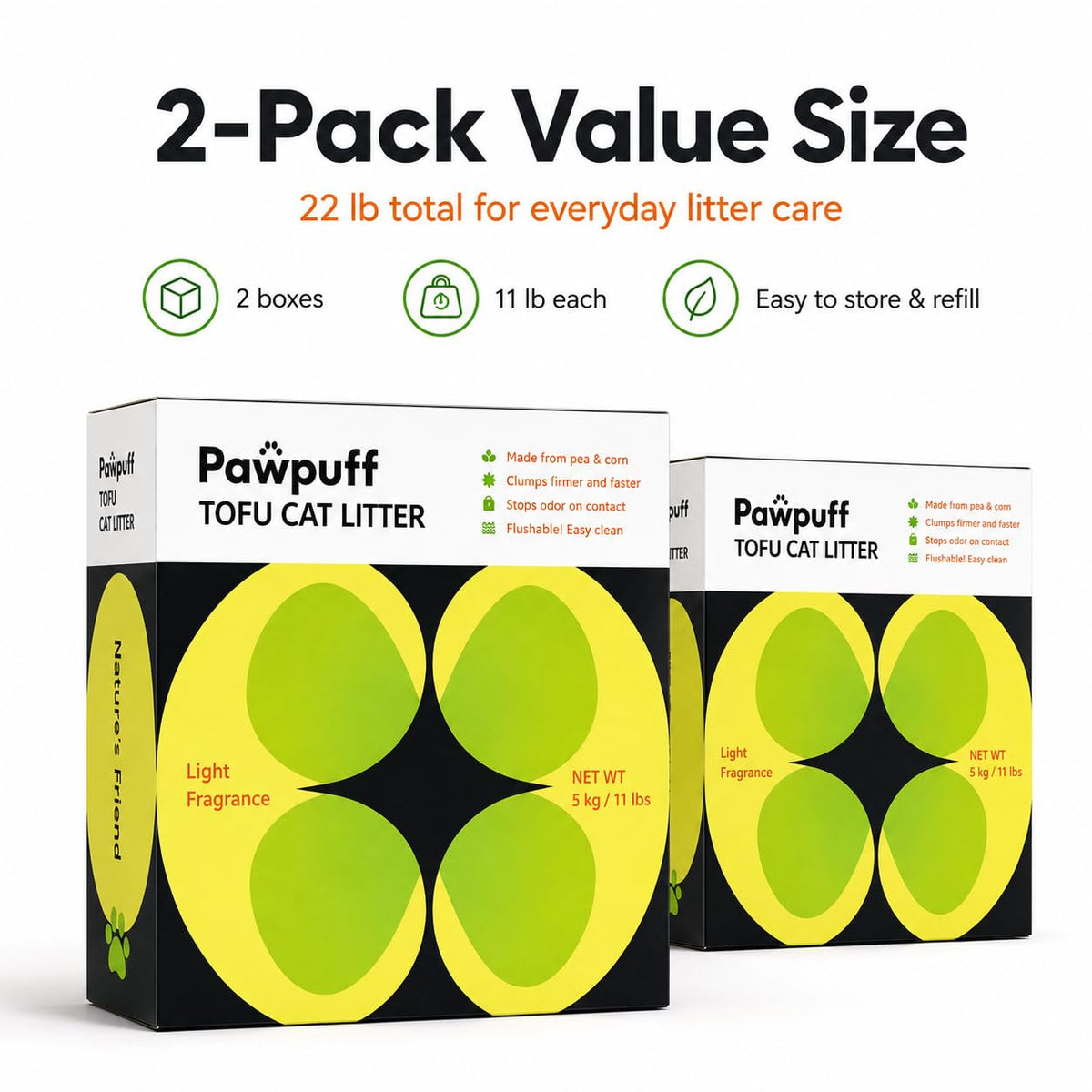 Tofu Cat Litter Low Dust Fast Clumping Flushable 2-Pack 22 lb D441