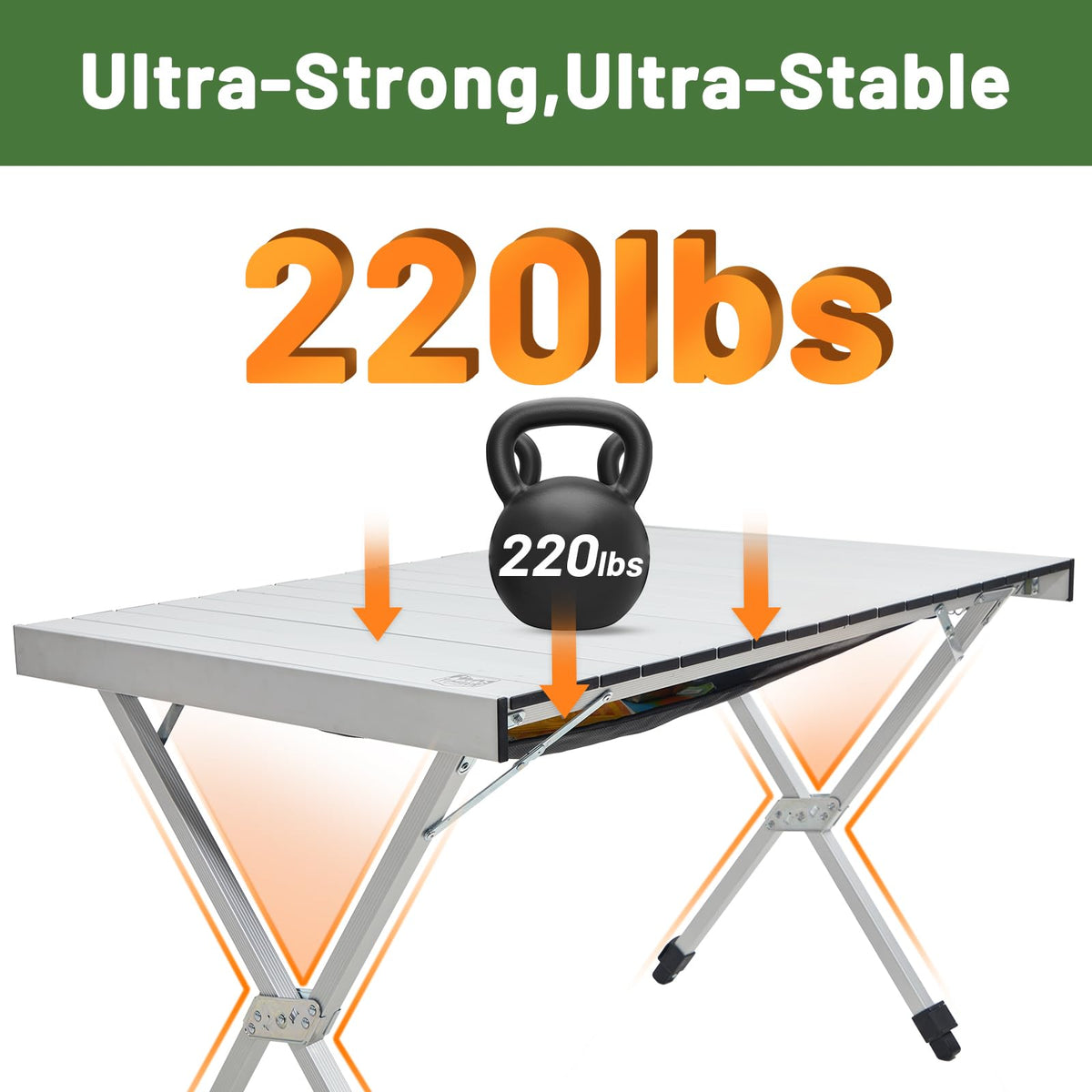 Folding Camping Table Adjustable Height Lightweight Aluminum Y753374