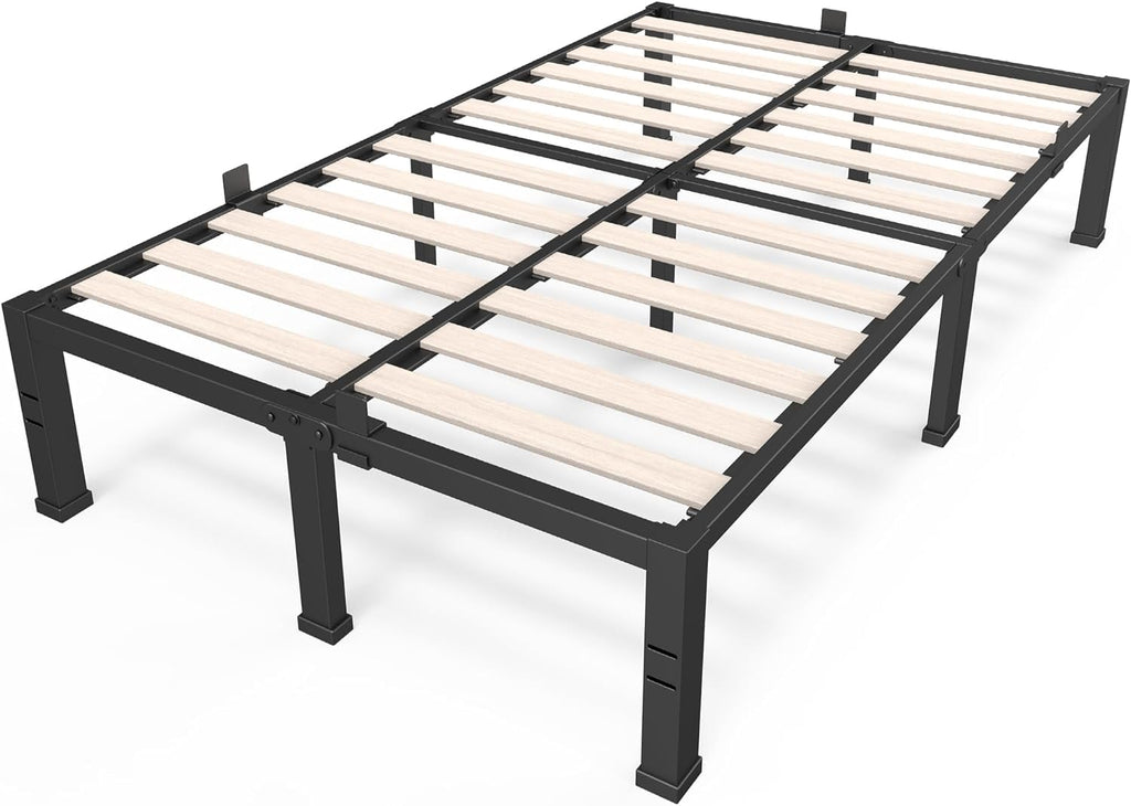18 inch Queen Size Heavy Duty Platform Bed Frame with Wood Slats B9701