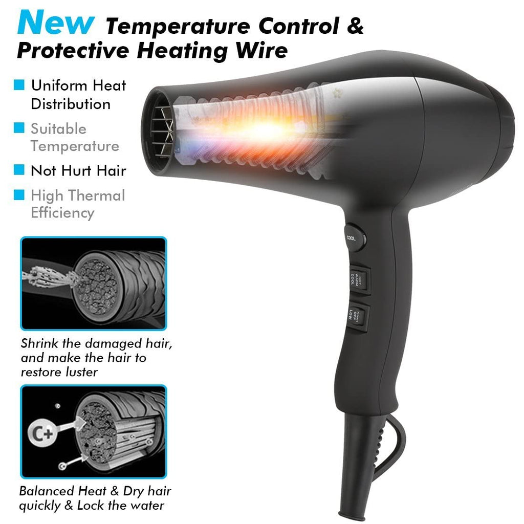 1875W Ionic Hair Dryer with Diffuser and Concentrator E206848