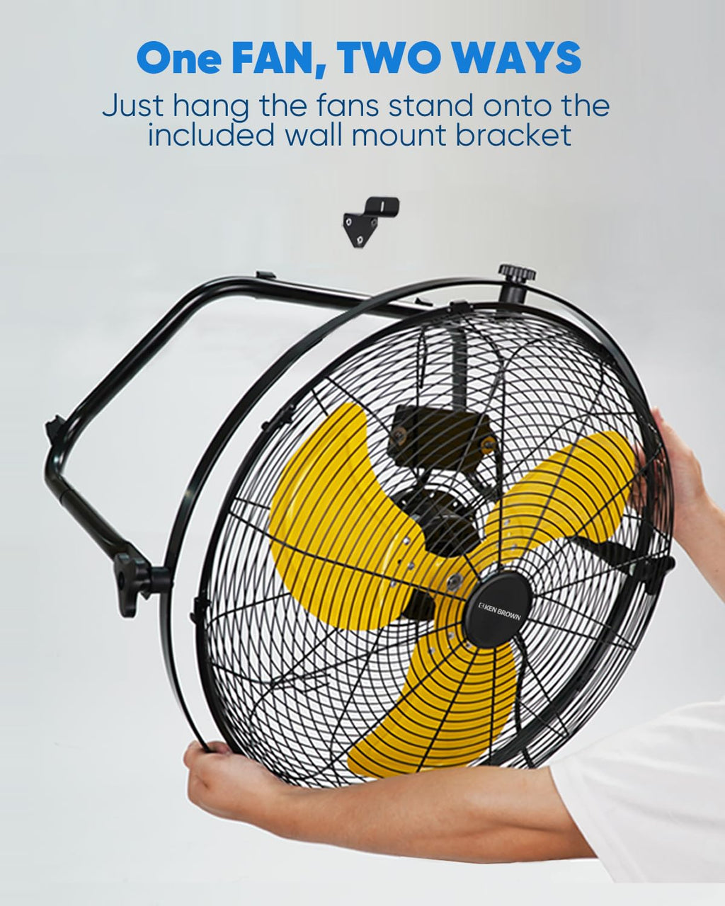 20 Inch Heavy Duty Industrial Metal Floor Fan with Dual 720° Rotation, 3 Speeds W57617
