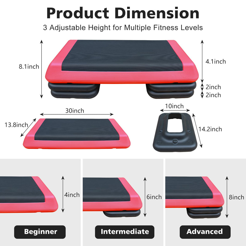 28.5'' Adjustable Aerobic Step Platform with 4 Stackable Risers O431