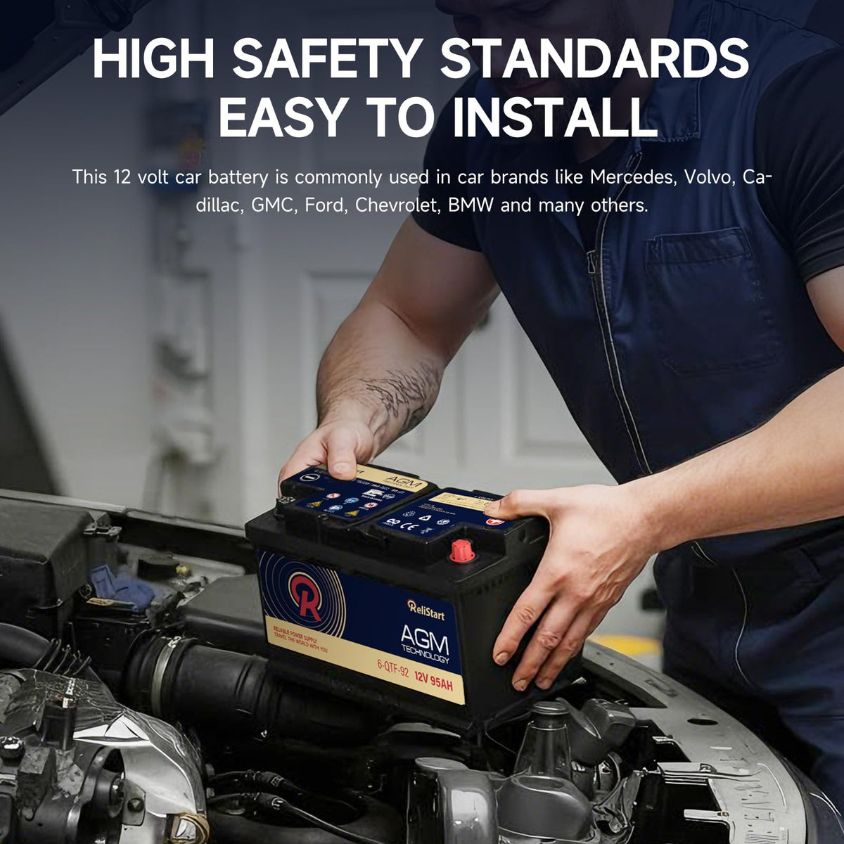 12V 95AH H8 Group 49 AGM Car Battery F7731