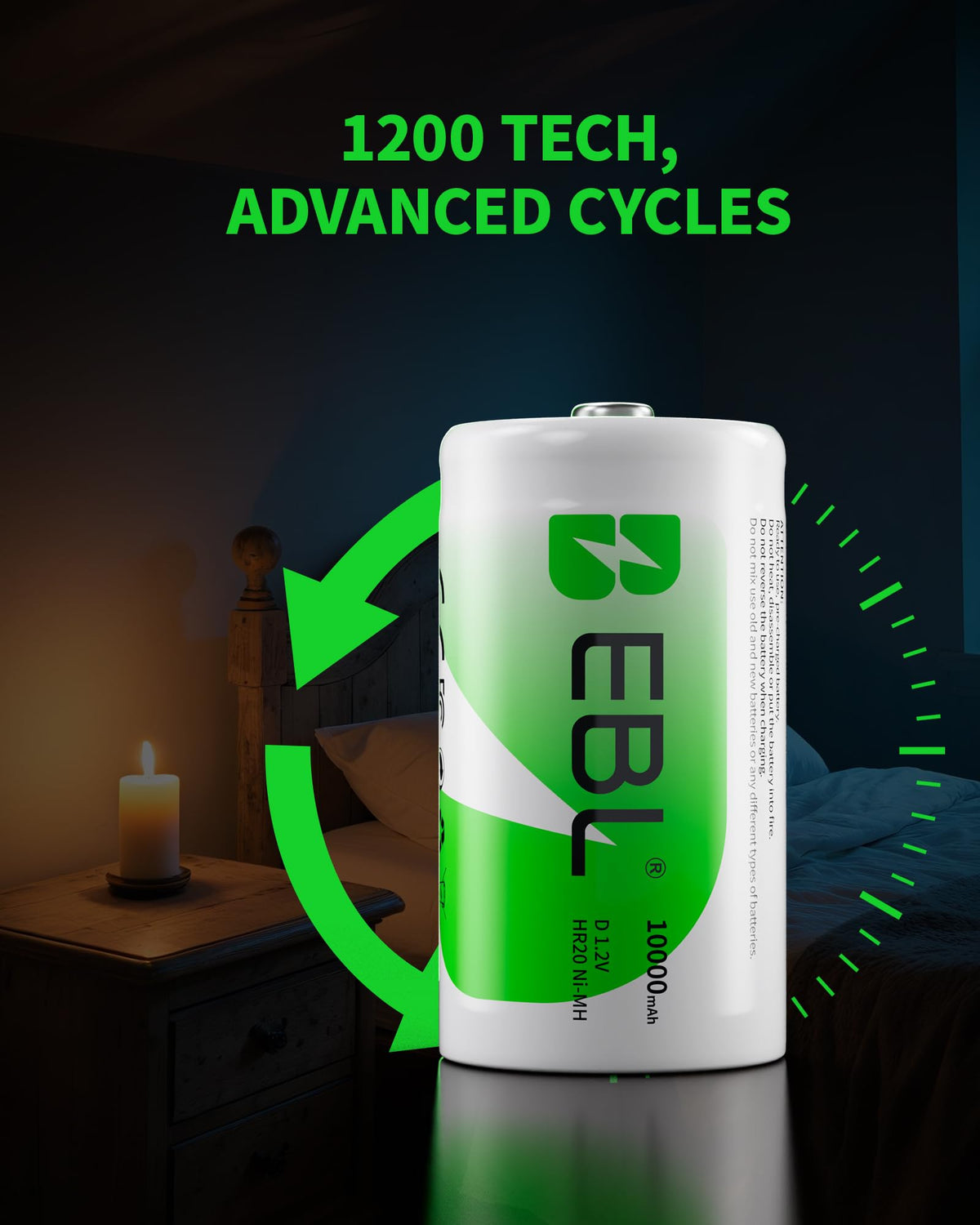 8 Pack 10000mAh Ni-MH D Rechargeable Batteries E73074