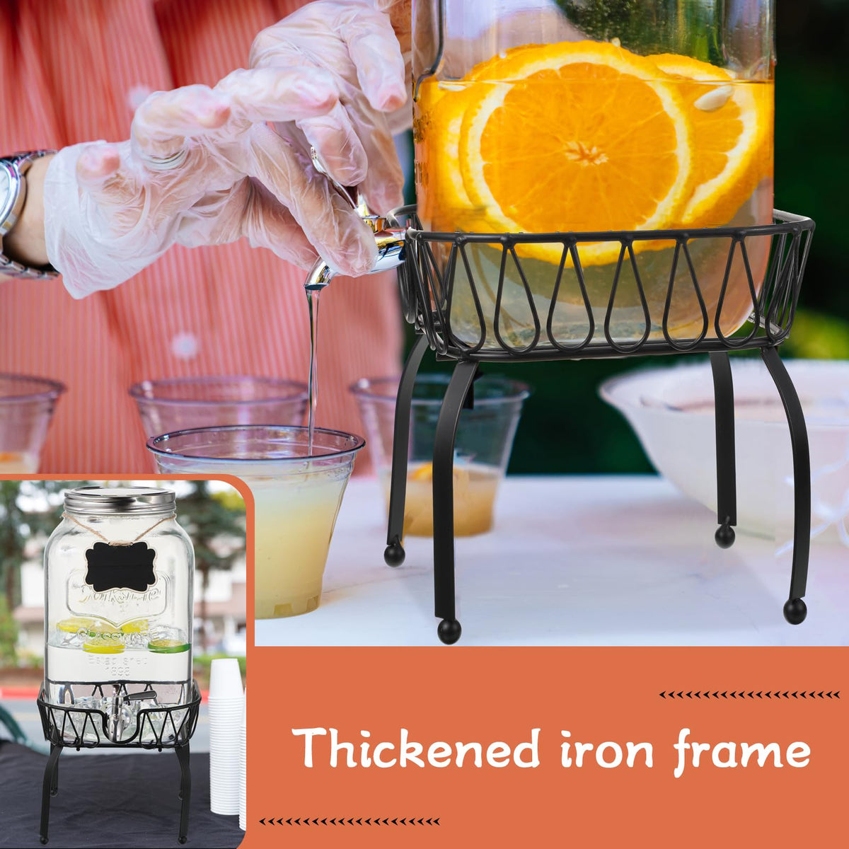 2 Pack 2 Gallon Glass Drink Dispenser with Stand E994