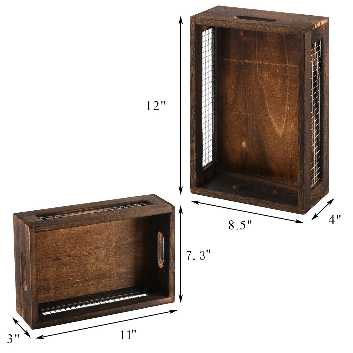 Set of 2 Rustic Wooden Nesting Boxes with Handle B274