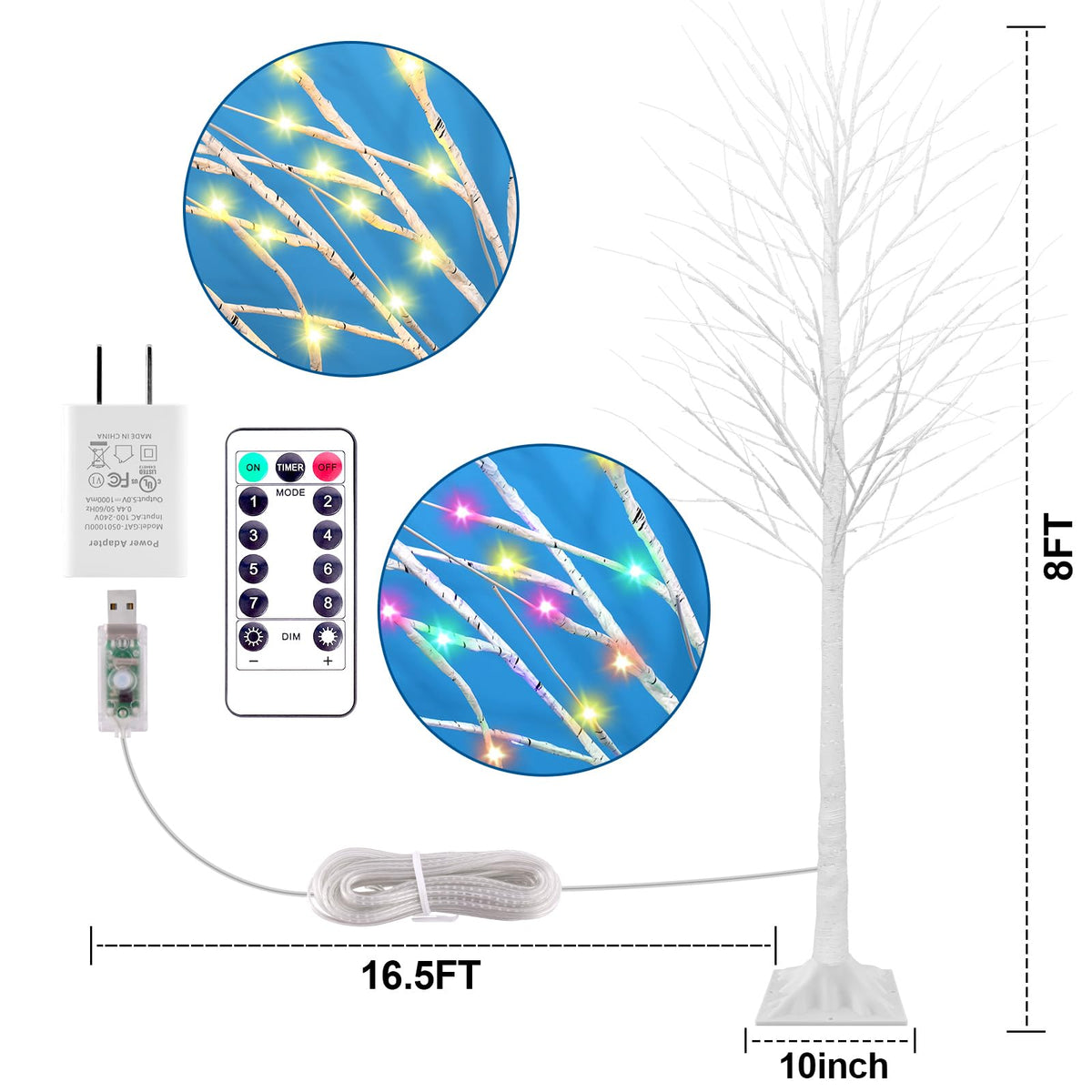 8FT Lighted Birch Tree with 210 LEDs D63312