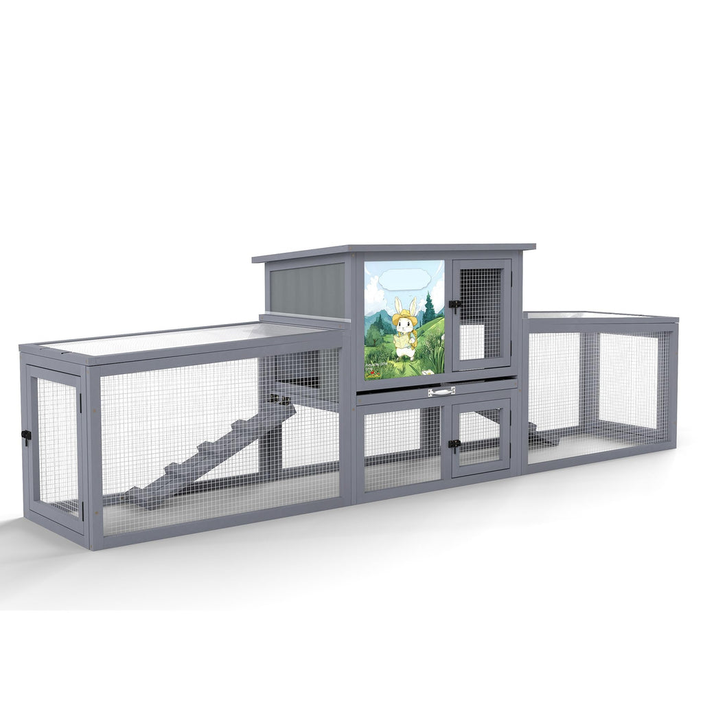 Large Wood Rabbit Hutch with Removable Tray Q2079