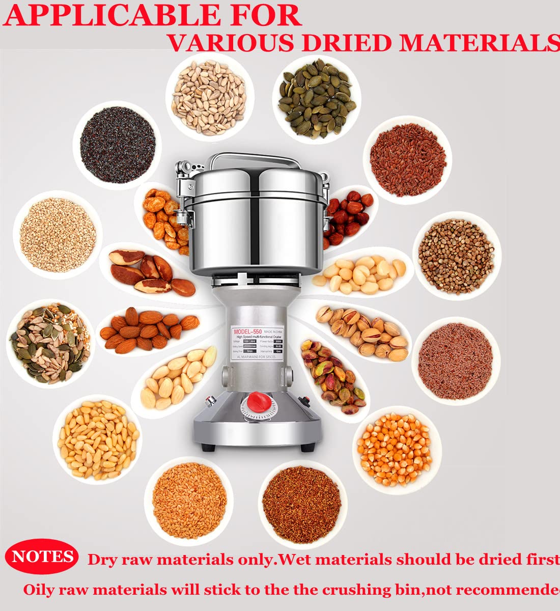 550g High Speed Stainless Steel Electric Herb Grinder S332