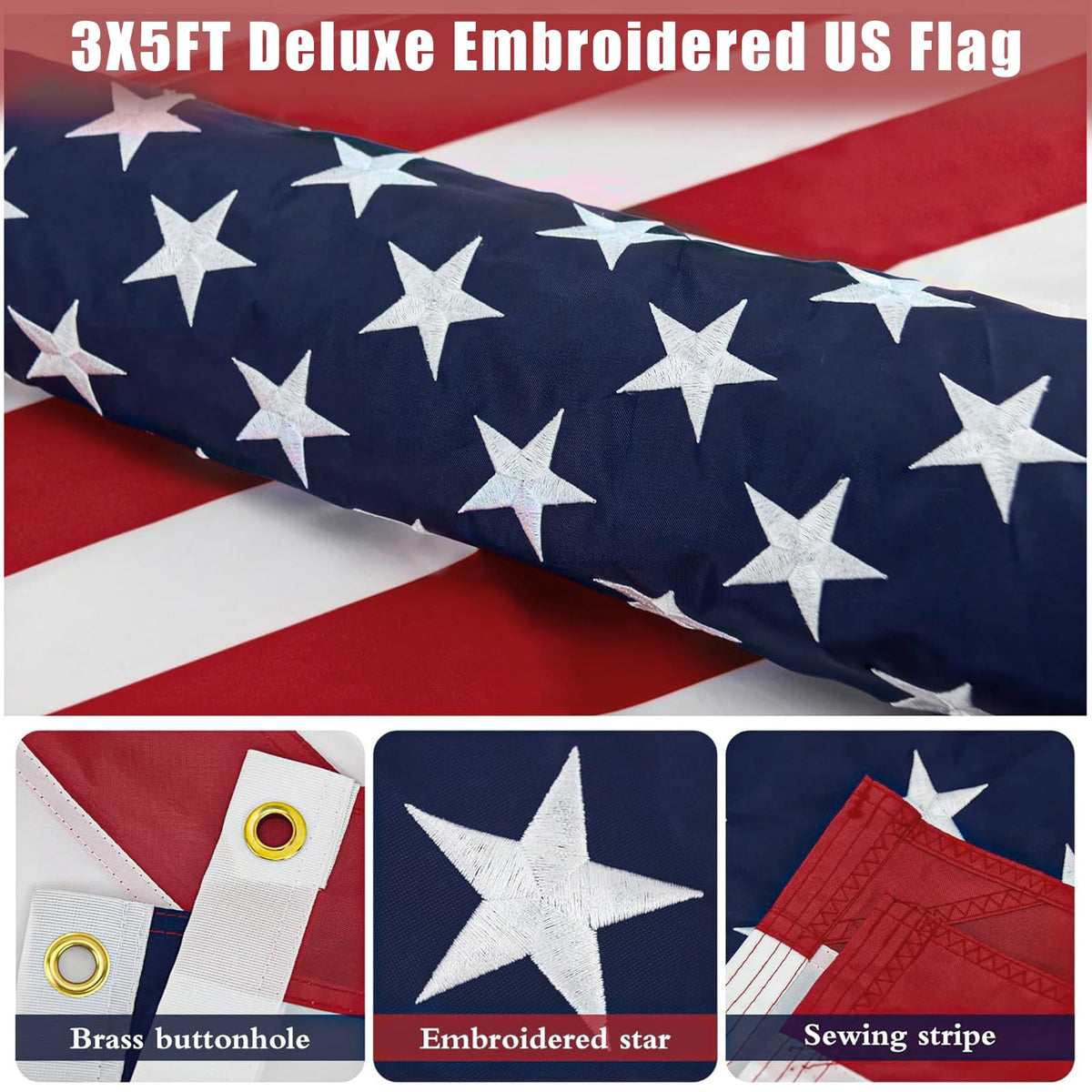 5FT Black Stainless Steel Flag Pole Kit with Solar Light and American Flag Y71832