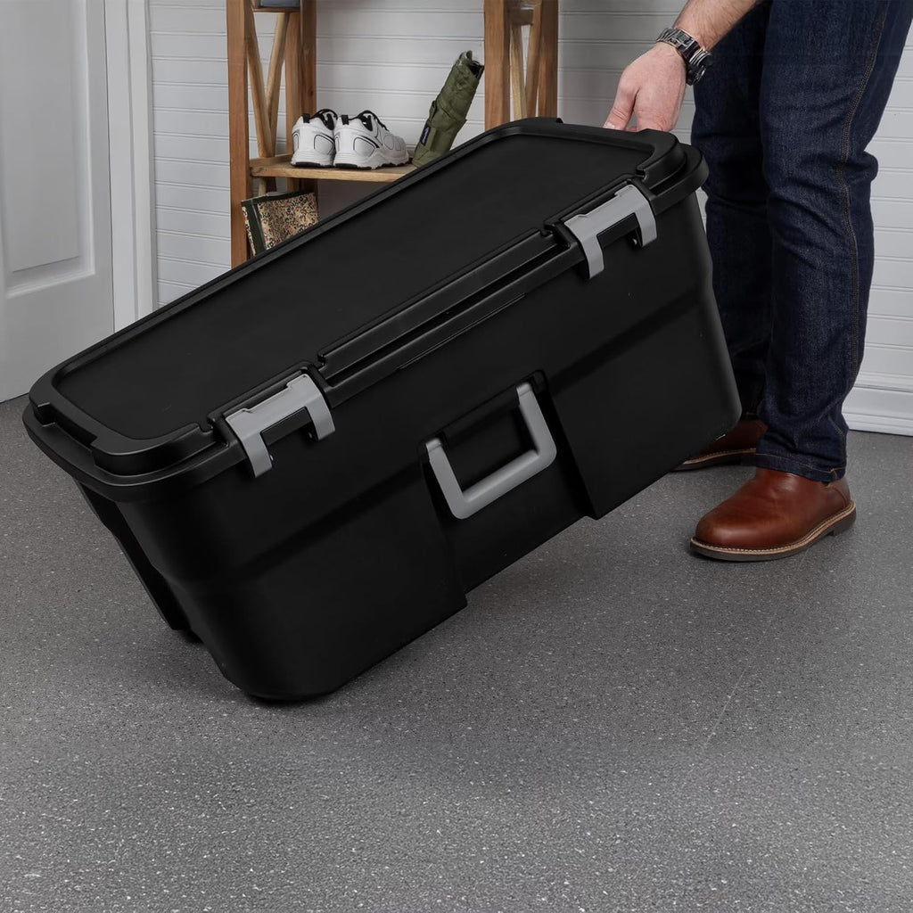 22 Gallon Lockable Black Plastic Storage Trunk B115