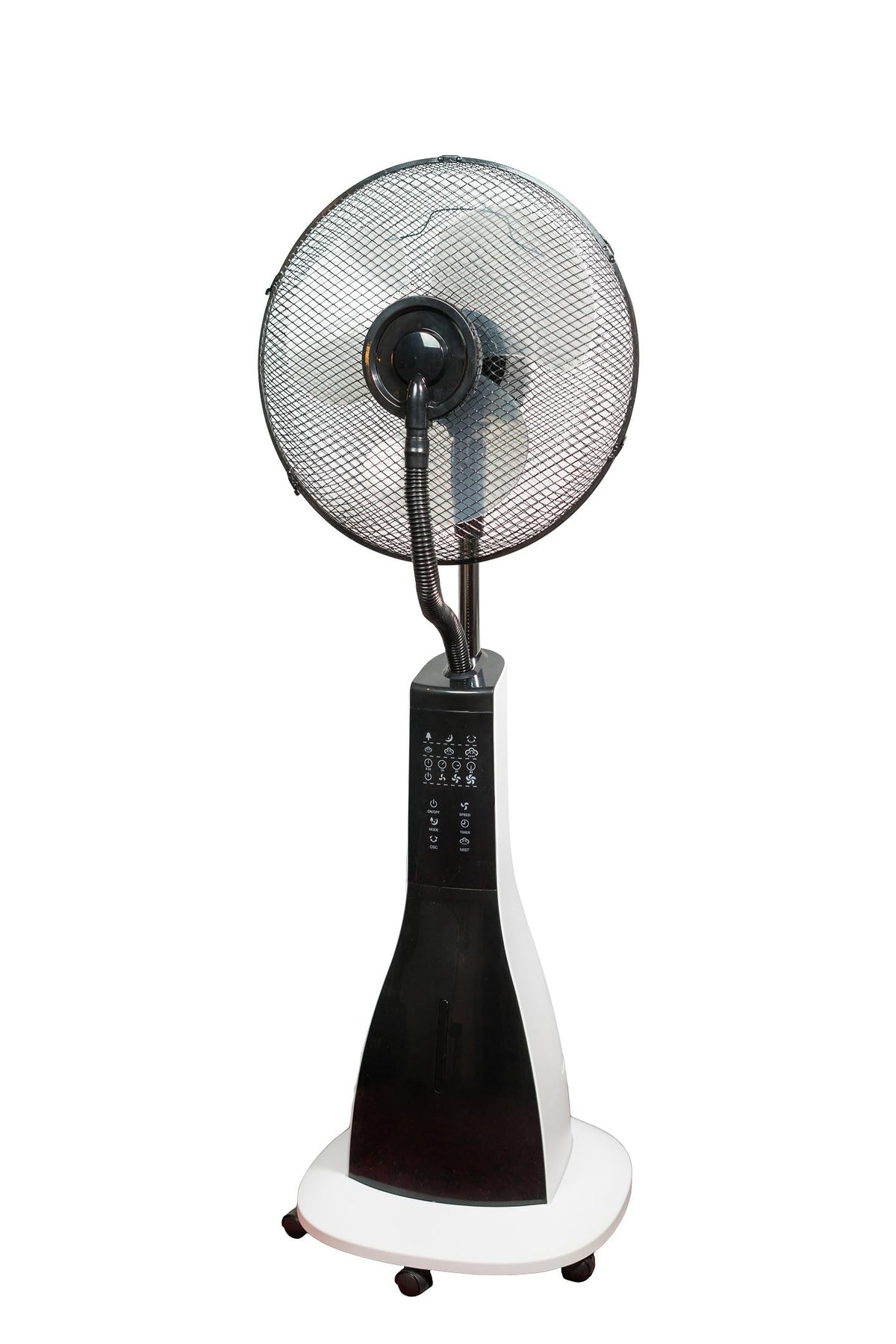 47" Misting Oscillating Pedestal Fan with Water Tank, Remote, Timer, 3 Speeds, Black White Y6917