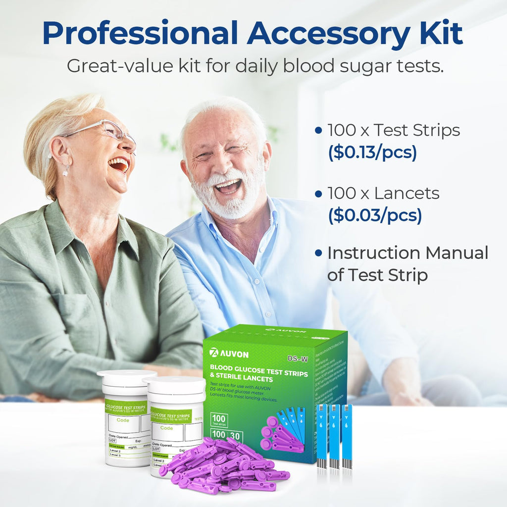 Blood Glucose Test Strips & Lancets Kit, 100 Pack, 30 Gauge E962