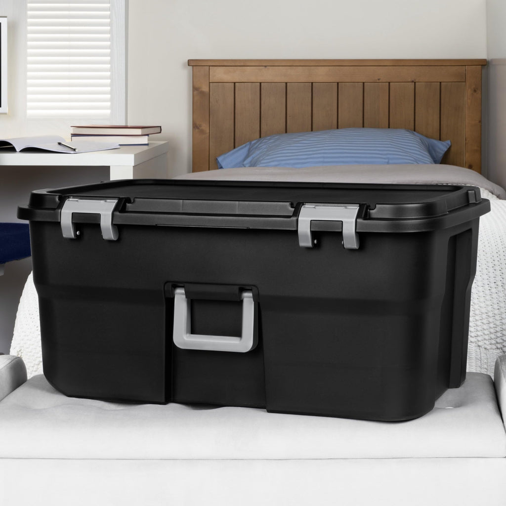 22 Gallon Black Wheeled Plastic Storage Trunk Z76877