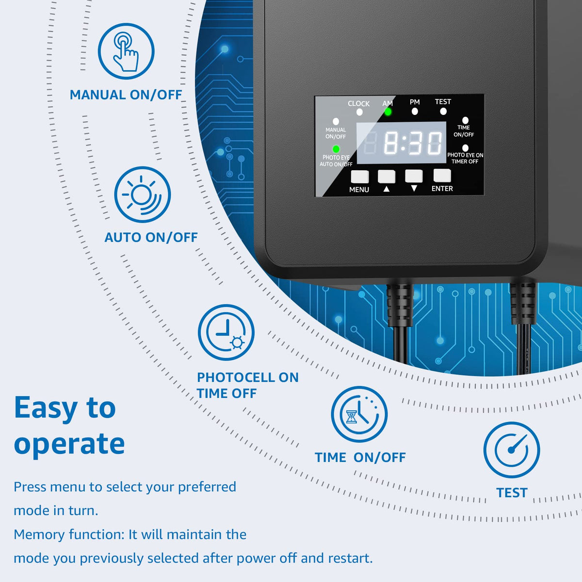 200W Low Voltage Landscape Transformer with Timer & Photocell Sensor Q139