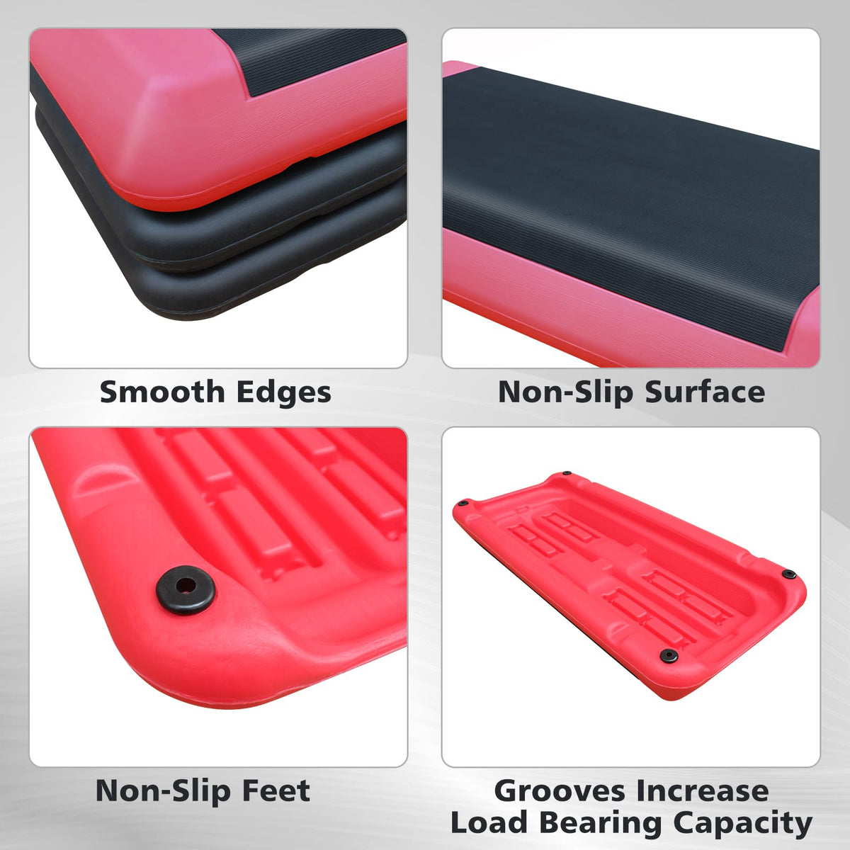 28.5'' Adjustable Aerobic Step Platform with 4 Stackable Risers O431