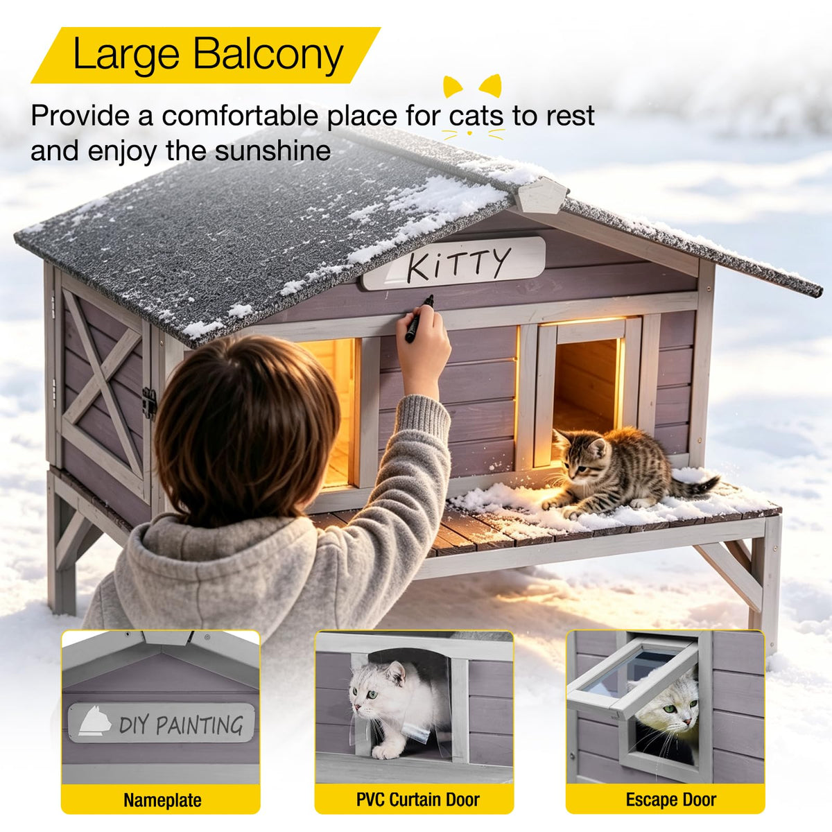 Outdoor Heated Cat House with Insulated Liner W25906