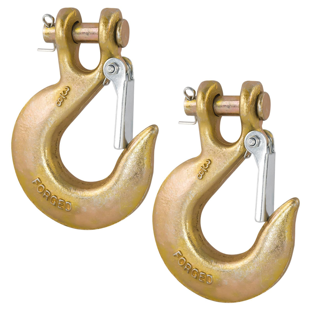 2 Pack 3/8" G70 Clevis Slip Hooks with Safety Latch T31785