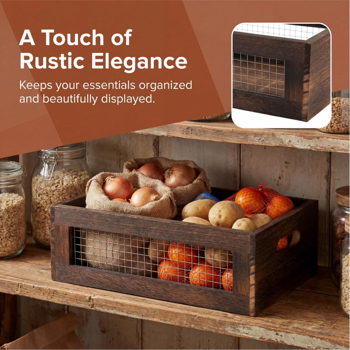 Set of 2 Rustic Wooden Nesting Boxes with Handle B274