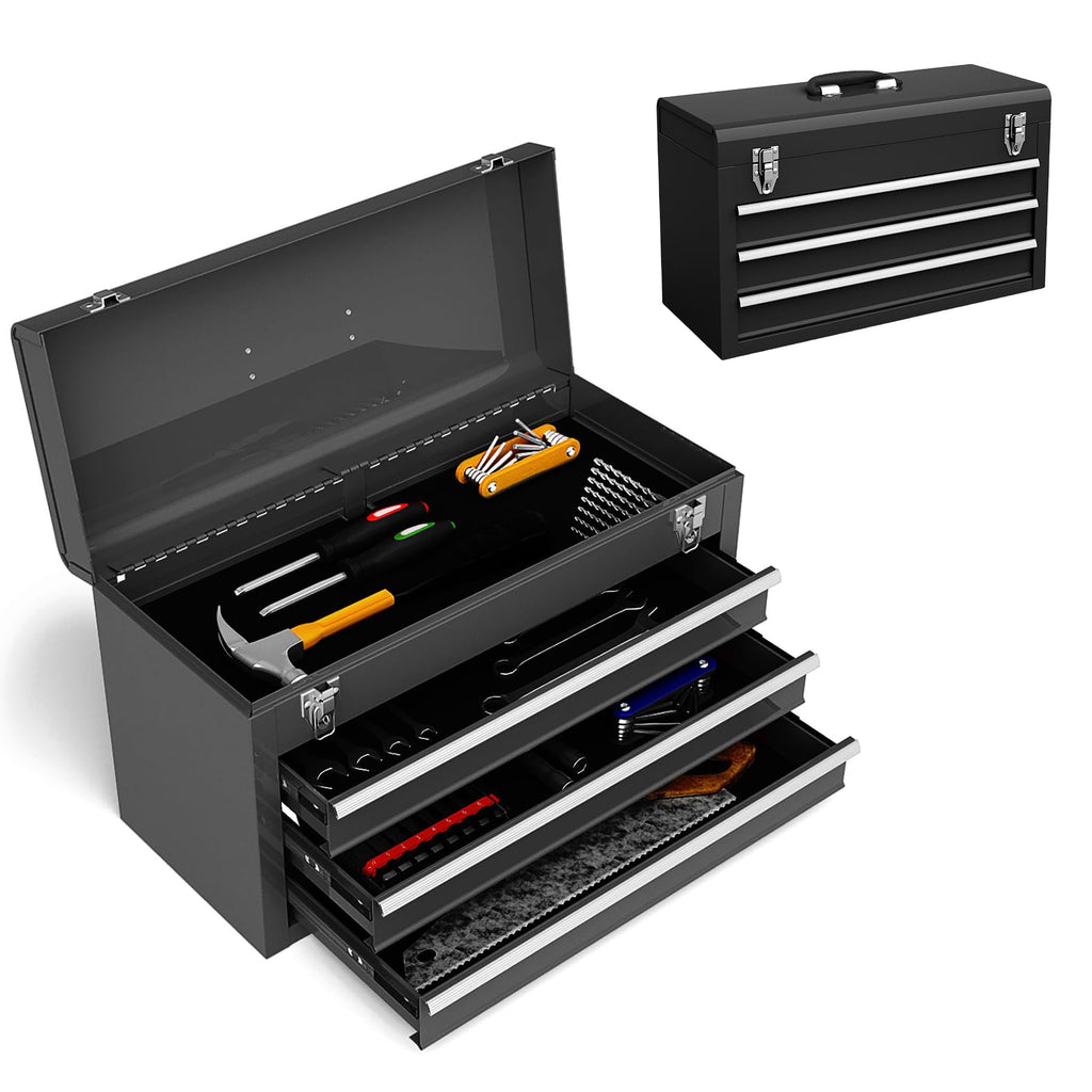 Portable Metal 3 Drawer Lockable Tool Box T49611