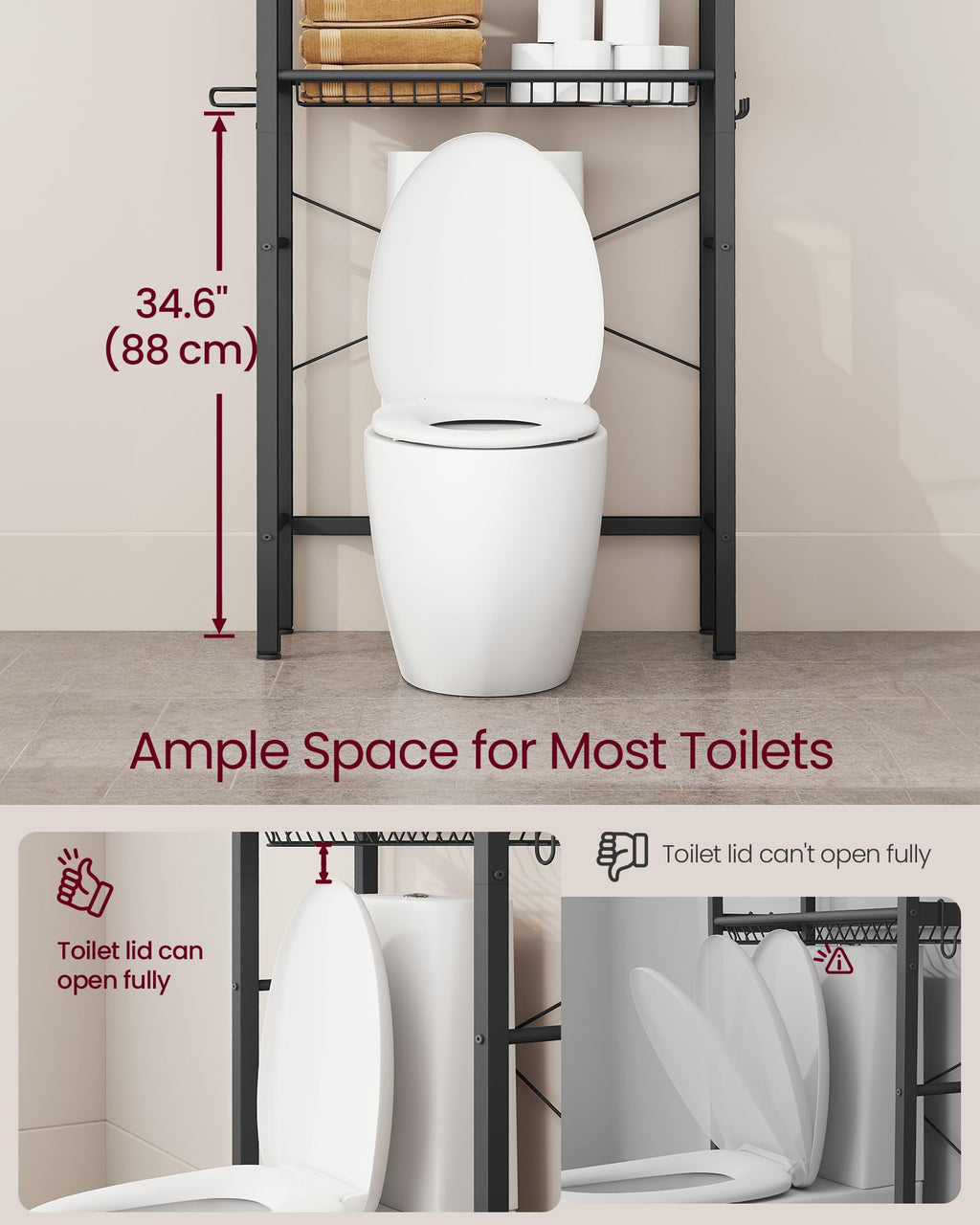 4-Tier Over the Toilet Storage with Basket V1293