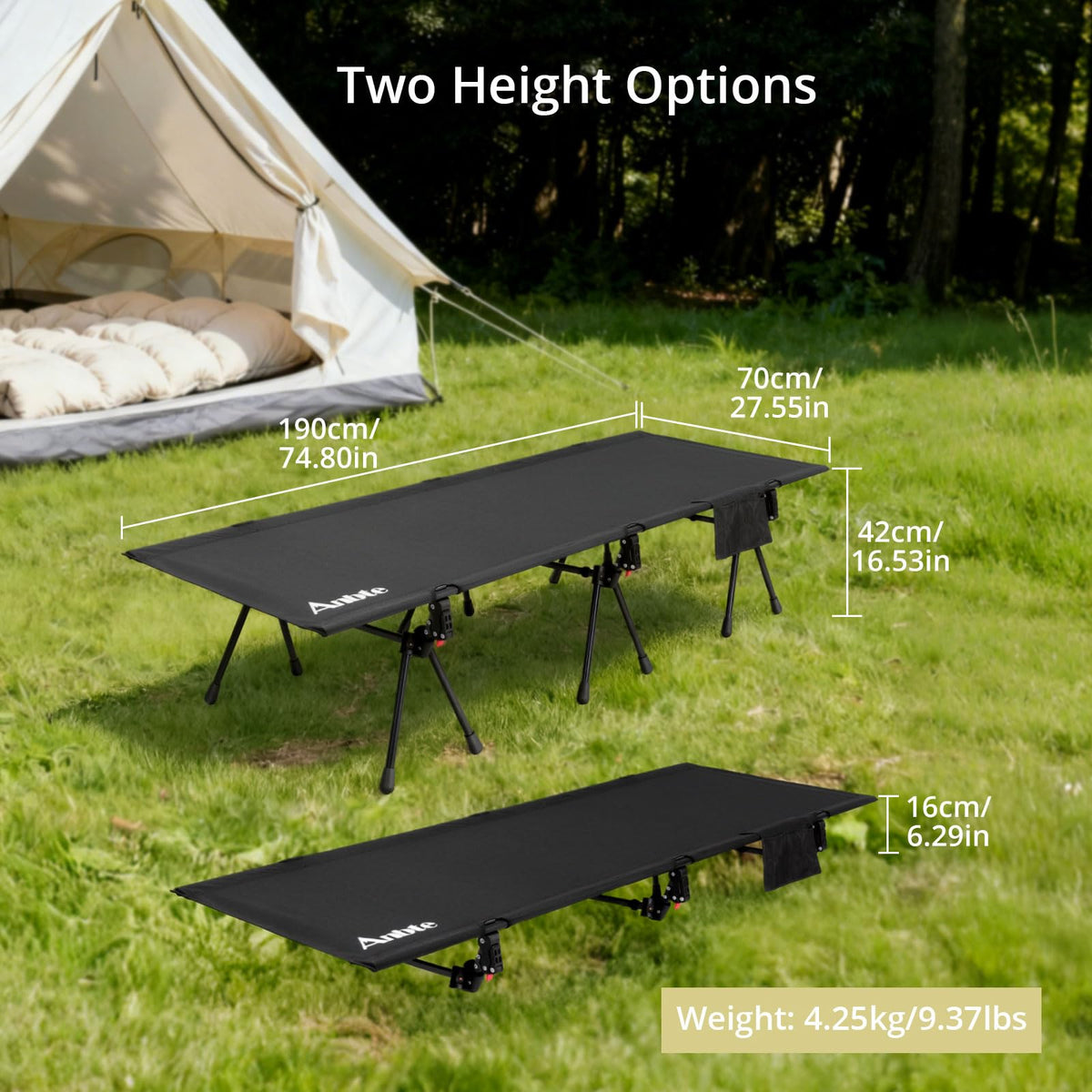 Height Adjustable Camping Cot 400 lbs Q77919