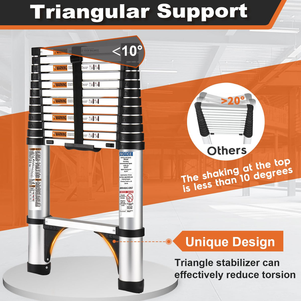 Telescoping Aluminum Ladder 10.5 FT 330lbs G5863