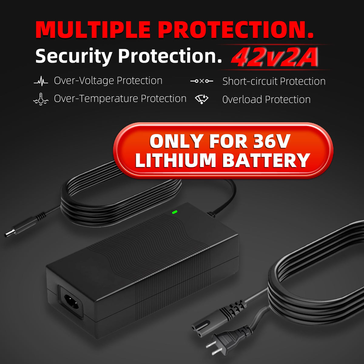 42V 2A Electric Scooter Charger with 4 Plugs C2243