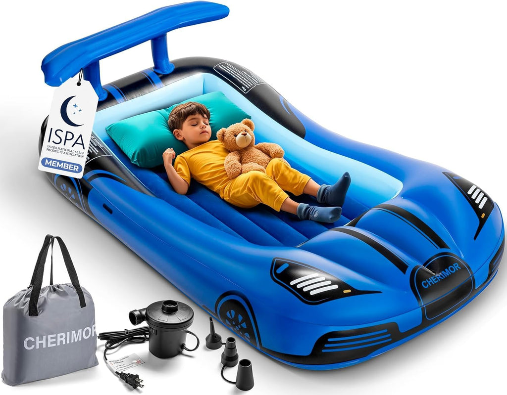 Inflatable Toddler Travel Bed with Safety Bumpers & Auto Pump J5859