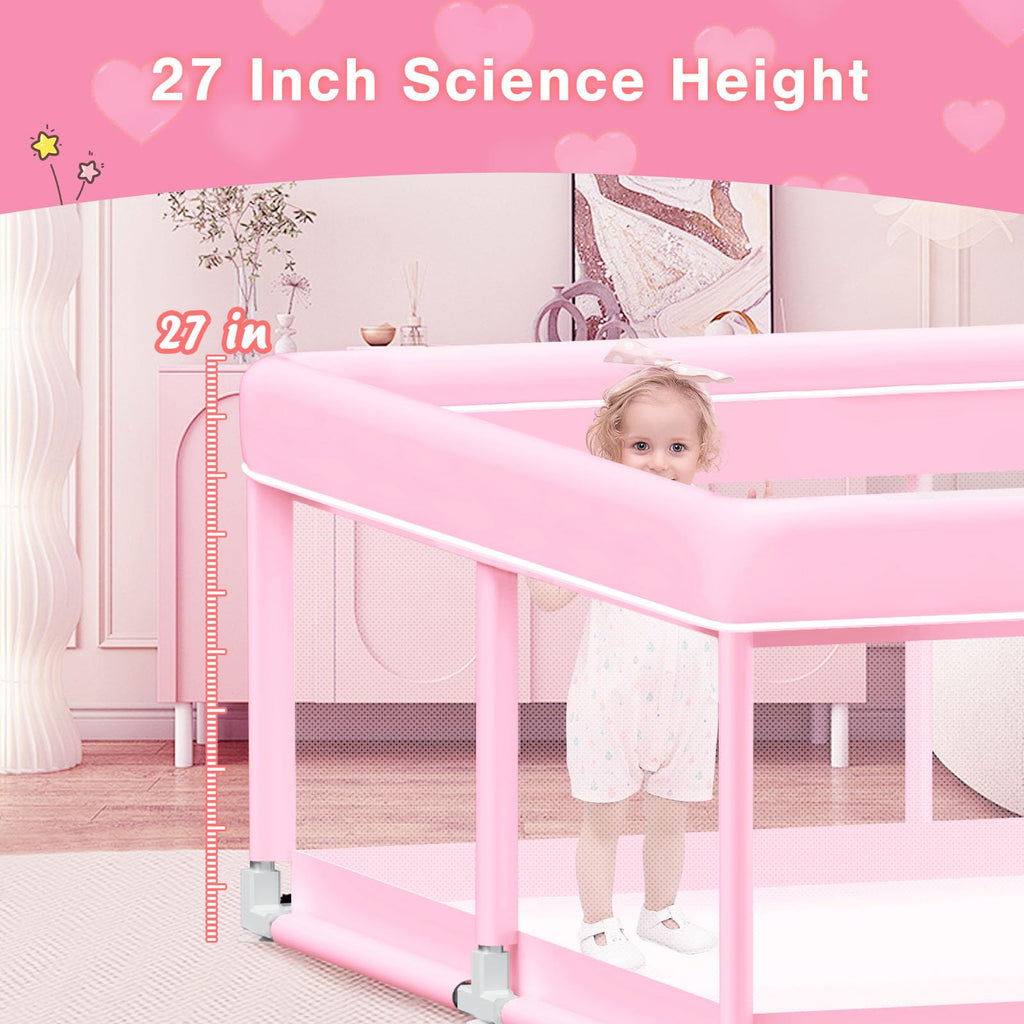 Pink Baby Playpen 74x50 Inches with Mesh S212688