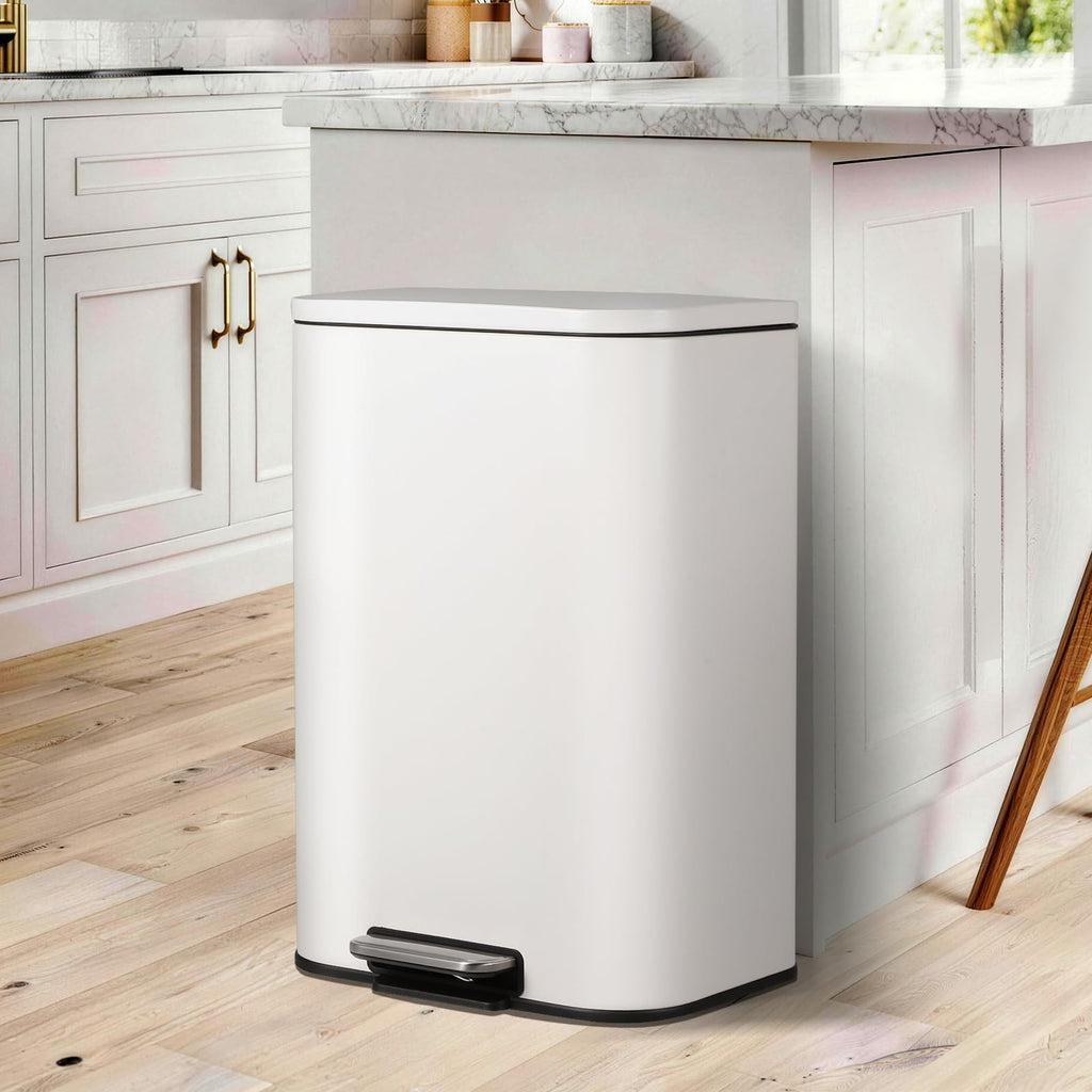 13.2 Gallon White Stainless Steel Step Trash Can X945